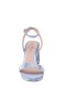 Women Nina Shoes Platforms | Bergen Icy Blue Satin Block-heel Platform Sandals With Rhinestone Buckle