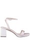 Women Nina Shoes Platforms | Bergen Ivory Satin Block-heel Platform Sandals With Rhinestone Buckle