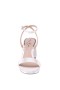 Women Nina Shoes Platforms | Bergen Ivory Satin Block-heel Platform Sandals With Rhinestone Buckle