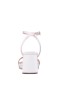 Women Nina Shoes Platforms | Bergen Ivory Satin Block-heel Platform Sandals With Rhinestone Buckle