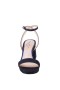 Women Nina Shoes Platforms | Bergen Navy Textured Metallic Block-heel Platform Sandals With Ankle Strap