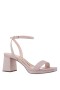 Women Nina Shoes Platforms | Bergen Nude Glitter Net Block-heel Platform Sandals With Ankle Strap