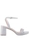 Women Nina Shoes Platforms | Bergen Silver Textured Metallic Block-heel Platform Sandals With Ankle Strap