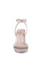 Women Nina Shoes Platforms | Bergen Soft Platino Textured Metallic Block-heel Platform Sandals With Ankle Strap
