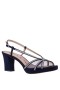 Women Nina Shoes Platforms | Bonney New Navy Satin With Rhinestones And Mesh Platform Sandals On A Block-heel