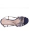 Women Nina Shoes Platforms | Bonney New Navy Satin With Rhinestones And Mesh Platform Sandals On A Block-heel