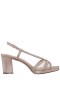 Women Nina Shoes Platforms | Bonney Taupe Metallic Suedette With Rhinestones And Mesh Platform Sandals On A Block-heel