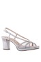 Women Nina Shoes Platforms | Bonney True Silver Metallic Suedette With Rhinestones And Mesh Platform Sandals On A Block-heel