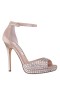 Women Nina Shoes Platforms | Francia Taupe Metallic Suedette With Rhinestones Ultra-high Platform Sandals With Ankle-strap