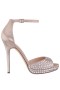 Women Nina Shoes Platforms | Francia Taupe Metallic Suedette With Rhinestones Ultra-high Platform Sandals With Ankle-strap
