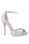 Women Nina Shoes Platforms | Francia True Silver Metallic Suedette With Rhinestones Ultra-high Platform Sandals With Ankle-strap