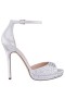 Women Nina Shoes Platforms | Francia True Silver Metallic Suedette With Rhinestones Ultra-high Platform Sandals With Ankle-strap