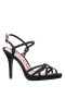Women Nina Shoes Platforms | Rosa Black Satin With Jet Crystals High-heel Platform Sandals With Ankle-strap