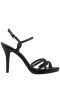 Women Nina Shoes Platforms | Rosa Black Satin With Jet Crystals High-heel Platform Sandals With Ankle-strap