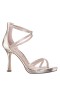Women Nina Shoes Platforms | Ryann Platino Metallic Foil With Clear Crystals High-heel Platform Sandals With Back Zip