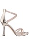 Women Nina Shoes Platforms | Ryann Platino Metallic Foil With Clear Crystals High-heel Platform Sandals With Back Zip