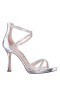 Women Nina Shoes Platforms | Ryann Silver Metallic Foil With Clear Crystals High-heel Platform Sandals With Back Zip