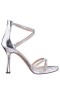 Women Nina Shoes Platforms | Ryann Silver Metallic Foil With Clear Crystals High-heel Platform Sandals With Back Zip