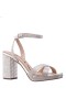 Women Nina Shoes Platforms | Secelia Platino Textured Foil Block-heel Platform Sandals With Ankle-strap