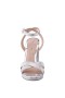 Women Nina Shoes Platforms | Secelia Silver Textured Foil Block-heel Platform Sandals With Ankle-strap
