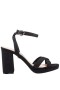 Women Nina Shoes Platforms | Shelia Black Glitter Net Block-heel Platform Sandals With Ankle-strap