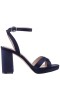 Women Nina Shoes Platforms | Shelia New Navy Satin Block-heel Platform Sandals With Ankle-strap
