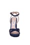 Women Nina Shoes Platforms | Shelia New Navy Satin Block-heel Platform Sandals With Ankle-strap
