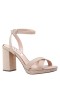 Women Nina Shoes Platforms | Shelia Nude Glitter Net Block-heel Platform Sandals With Ankle-strap