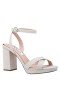 Women Nina Shoes Platforms | Shelia Silver Glitter Net Block-heel Sandals With Ankle-strap