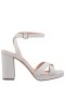 Women Nina Shoes Platforms | Shelia Silver Glitter Net Block-heel Sandals With Ankle-strap