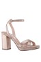 Women Nina Shoes Platforms | Shelia Taupe Metallic Shimmer Block-heel Platform Sandal With Ankle-strap