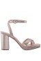 Women Nina Shoes Platforms | Shelia Taupe Metallic Shimmer Block-heel Platform Sandal With Ankle-strap