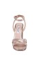 Women Nina Shoes Platforms | Shelia Taupe Metallic Shimmer Block-heel Platform Sandal With Ankle-strap