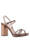 Women Nina Shoes Platforms | Steven Bronze Metallic Foil With Crystal X-band Block-heel Platform Sandals With Ankle-strap