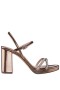 Women Nina Shoes Platforms | Steven Bronze Metallic Foil With Crystal X-band Block-heel Platform Sandals With Ankle-strap