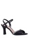 Women Nina Shoes Prom | Agnes Black Satin With Crystals Mid-heel Sandals With Ankle-strap