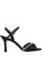 Women Nina Shoes Prom | Agnes Black Satin With Crystals Mid-heel Sandals With Ankle-strap