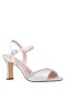 Women Nina Shoes Prom | Agnes Ivory Satin With Crystals Mid-heel Sandals With Ankle-strap