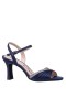 Women Nina Shoes Prom | Agnes New Navy Satin With Crystals Mid-heel Sandals With Ankle-strap