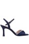 Women Nina Shoes Prom | Agnes New Navy Satin With Crystals Mid-heel Sandals With Ankle-strap