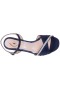 Women Nina Shoes Prom | Agnes New Navy Satin With Crystals Mid-heel Sandals With Ankle-strap