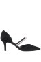Women Nina Shoes Prom | Blair Black Satin D'orsay Mid-heel Pumps With Crystals And Pearls Instep Strap