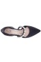 Women Nina Shoes Prom | Blair Black Satin D'orsay Mid-heel Pumps With Crystals And Pearls Instep Strap