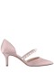 Women Nina Shoes Prom | Blair Pearl Rose Satin D'orsay Mid-heel Pumps With Crystals And Pearls Instep Strap