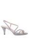 Women Nina Shoes Prom | Bo True Silver Metallic Foil Sandals With A Platform And Clear Crystals
