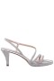 Women Nina Shoes Prom | Bo True Silver Metallic Foil Sandals With A Platform And Clear Crystals