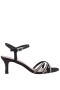 Women Nina Shoes Prom | Bobby Black Satin With Crystal Straps And Rhinestone Buckles Mid-heel Sandals