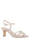 Women Nina Shoes Prom | Bobby Platino Metallic Foil With Crystal Straps And Rhinestone Buckles Mid-heel Sandals