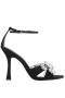 Women Nina Shoes Prom | Dawn Black Satin High-heel Sandals With Crystal Flower Embellishment