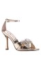 Women Nina Shoes Prom | Dawn Platino Chrome Glaze High-heel Sandals With Crystal Flower Embellishment